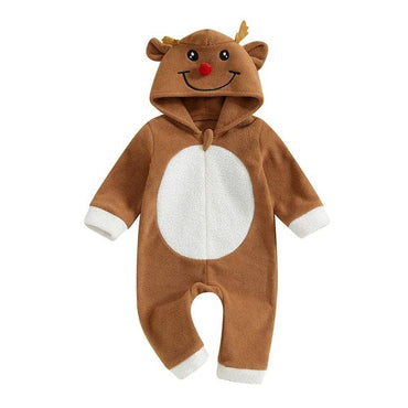 Reindeer Zipper Hooded Baby Jumpsuit Costume