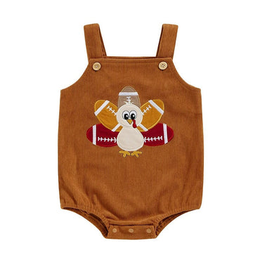 Thanksgiving Football Baby Romper Brown 0-3 M