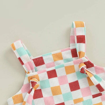 Sleeveless Multicolor Checkered Toddler Jumpsuit