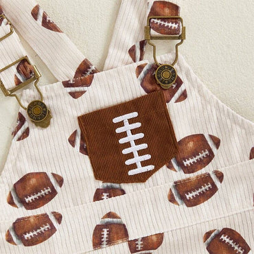 Long Sleeve Brown Corduroy Football Baby Set