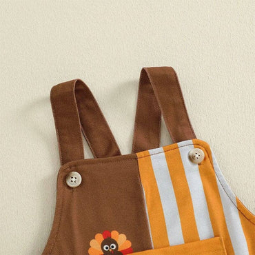 Sleeveless Striped Thanksgiving Baby Jumpsuit