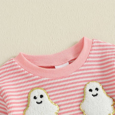 Long Sleeve Pink Striped Ghost Baby Set