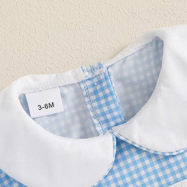 Blue Plaid Collar Easter Baby Romper