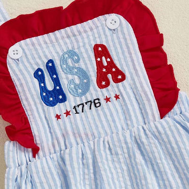 Sleeveless 4th of July Striped Baby Romper