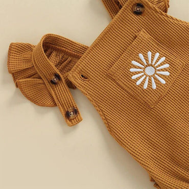 Mustard Daisy Waffle Baby Romper