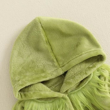 Long Sleeve Solid Grinch Hooded Baby Bodysuit Costume