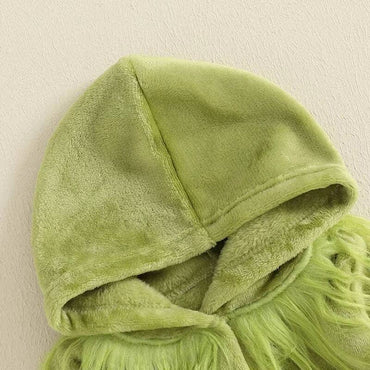 Long Sleeve Solid Grinch Hooded Baby Bodysuit Costume
