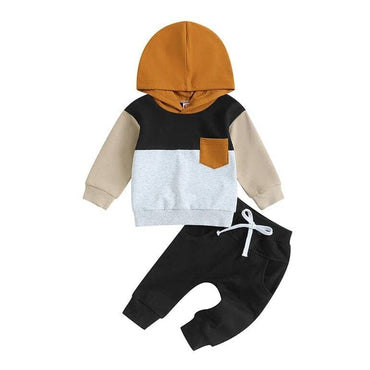 Color Block Hooded Baby Set Black 3-6 M