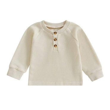 Solid Waffle Baby Pullover Beige 3-6 M