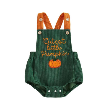 Cutest Little Pumpkin Corduroy Baby Romper Green 0-3 M