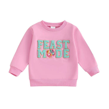 Feast Mode Turkey Toddler Sweatshirt Pink 9-12 M
