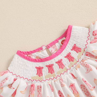 Fly Sleeve Vintage Boots Baby Romper