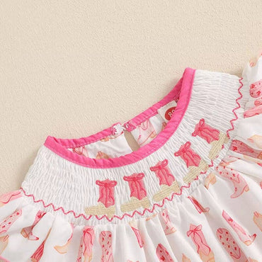 Fly Sleeve Vintage Boots Baby Romper