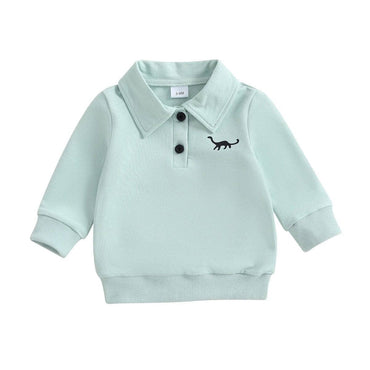 Long Sleeve Dino Collar Toddler Sweatshirt Blue 9-12 M