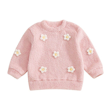 Floral Fuzzy Toddler Sweatshirt Pink 2T