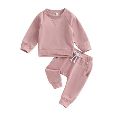 Solid Long Sleeve Baby Set Pink 3-6 M