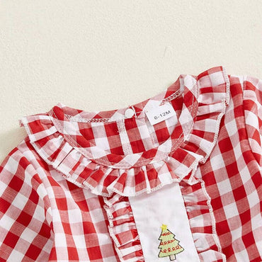 Long Sleeve Plaid Christmas Toddler Dress