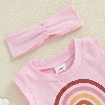 Sleeveless Pink Rainbow Baby Set