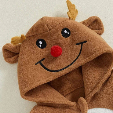 Reindeer Zipper Hooded Baby Jumpsuit Costume