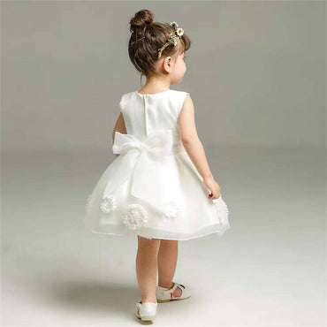Sleeveless White Bow Baby Dress