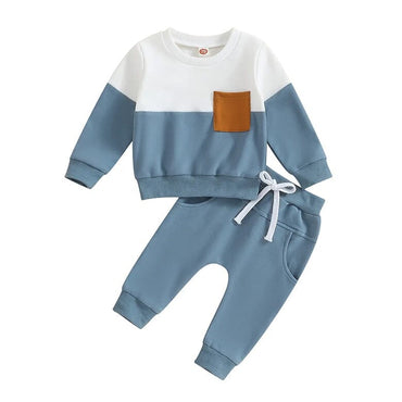 Long Sleeve Pocket Baby Set Blue 3-6 M