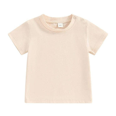 Solid Snap Buttons Toddler Tee Beige 9-12 M