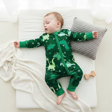 Long Sleeve Dino Zipped Baby Jumpsuit