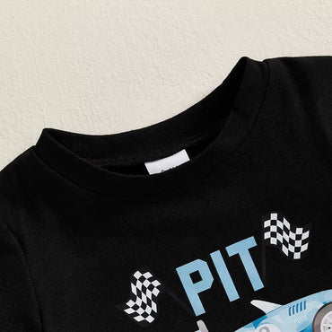 Pit Crew Checkered Shorts Toddler Set