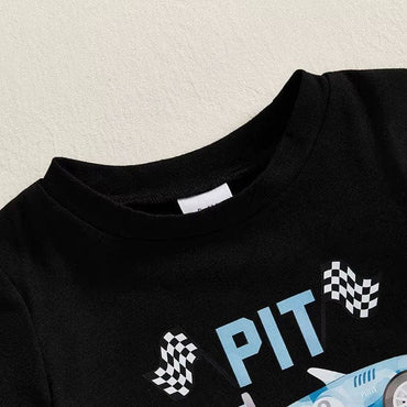 Pit Crew Checkered Shorts Toddler Set