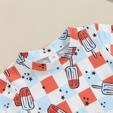 Short Sleeve Checked Popsicles Baby Set