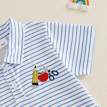 Back To School Striped Toddler Polo Shirt