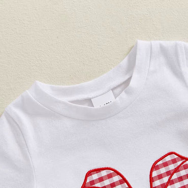 Plaid Bow Denim Skirt Toddler Set