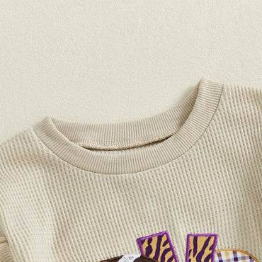 Long Sleeve Football Love Waffle Baby Romper