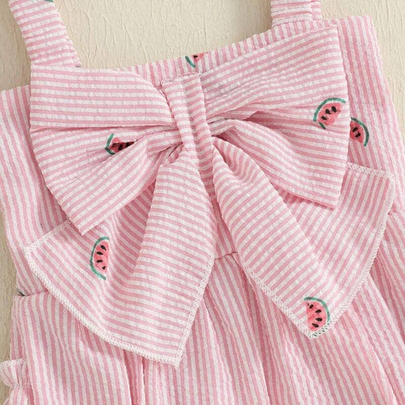 Pink Watermelon Striped Baby Romper