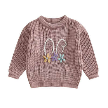 Easter Bunny Knitted Toddler Sweater Pink 9-12 M