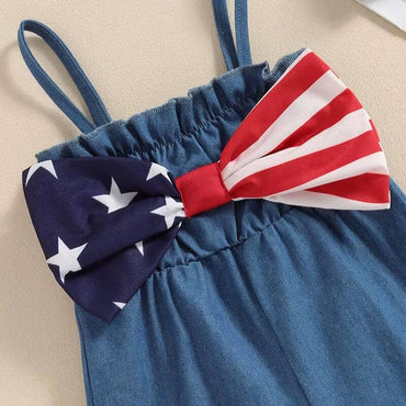 Sleeveless American Bow Toddler Jumpsuit