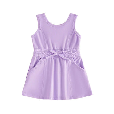 Sleeveless Solid Toddler Dress Purple 2T