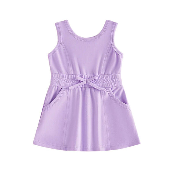 Sleeveless Solid Toddler Dress Purple 2T