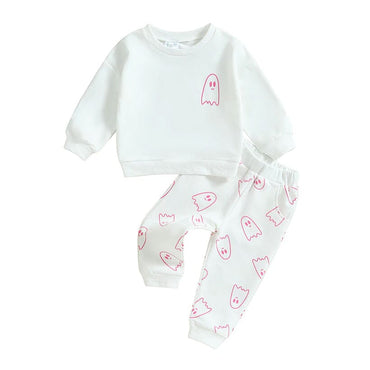 Long Sleeve Halloween Ghost Baby Set White 9-12 M