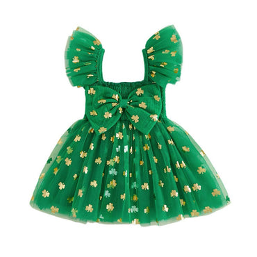 Fly Sleeve St. Patrick's Day Tulle Toddler Dress