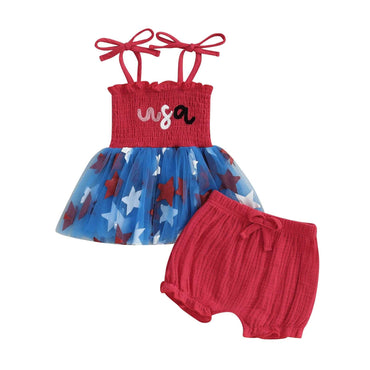 USA Glittery Stars Toddler Set Red 3-6 M
