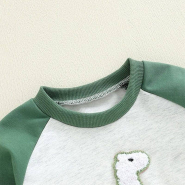 Long Sleeve Dinosaur Solid Pants Toddler Set
