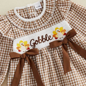 Long Sleeve Thanksgiving Gobble Toddler Dress