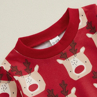 Long Sleeve Christmas Reindeer Baby Set