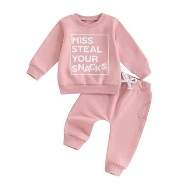 Long Sleeve Miss Steal Your Snacks Toddler Set Pink 9-12 M