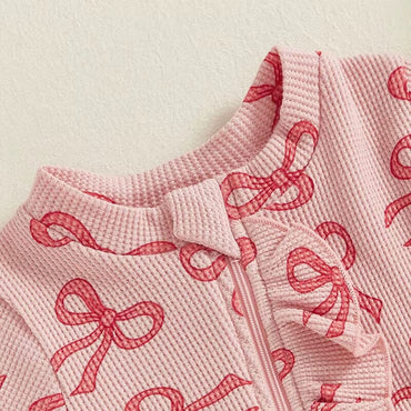 Short Sleeve Bows Baby Romper