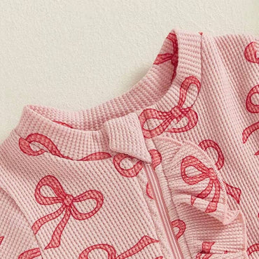 Short Sleeve Bows Baby Romper