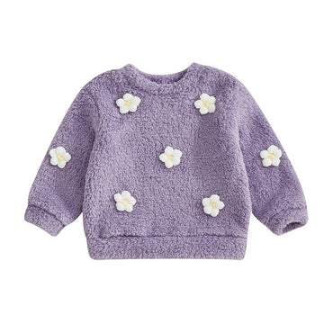 Floral Fuzzy Toddler Sweatshirt Purple 2T