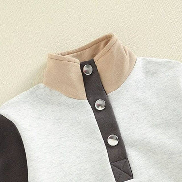 Long Sleeve Color Block Collar Toddler Set