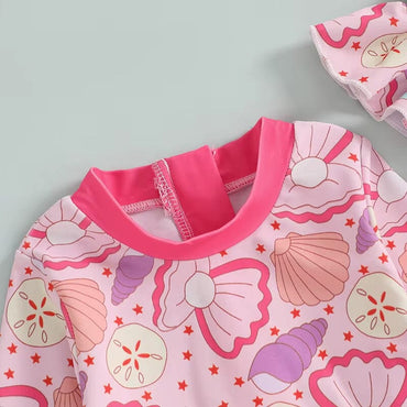 Long Sleeve Ruffled Toddler Swimsuit